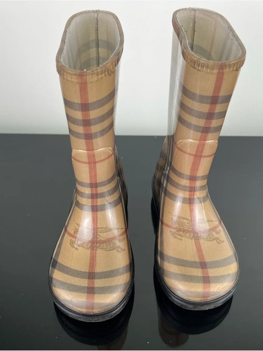 Burberry Kids Nova Check Rubber Rain boots, Size 9-10 US or 27-28 EU